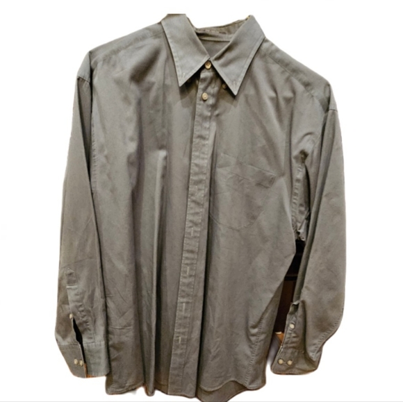Mens Dress Shirt Size 16 32 Gray button down Collard Long Sleeve - Picture 1 of 3